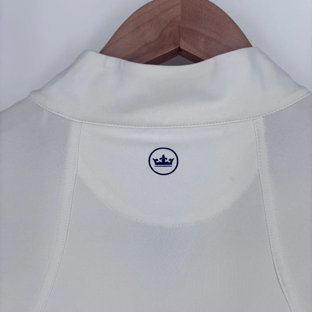 Peter Millar Congressional Golf 1/4 Zip Pullover Top Womens L White Navy Pink